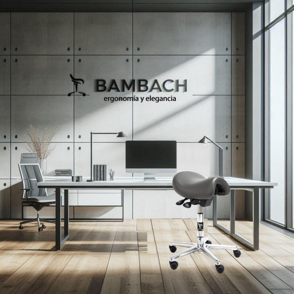 Oficina Moderna Minimalista con Escritorio y Nombre de Bambach en la Pared